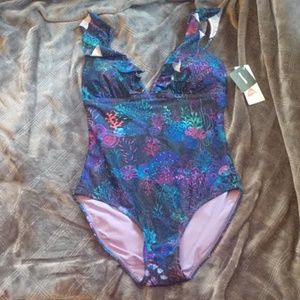 Black Milk Floral Coral swim S (bm fit)